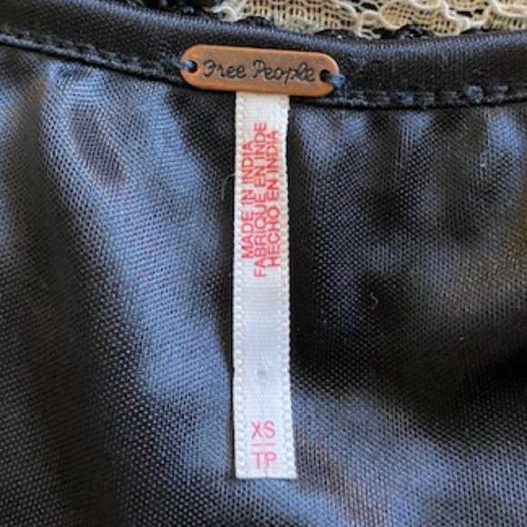 Free People Crochet/Lace Spaghetti Straps Midi Dress Black/Ivory Size XS - Picture 11 of 12